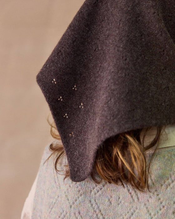 Pointelle neckerchief by Rove Knitwear - dark brown merino lambswool - Fodder