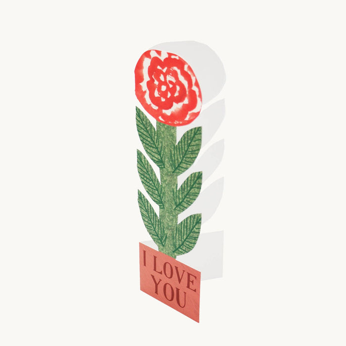 Card with a red rose and 'I love you' text on a white background | Hadley Paper Goods | Shop Fodder