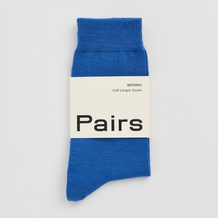 Blue sock with 'Pairs' branding on a white background | Pairs Socks | Shop Fodder