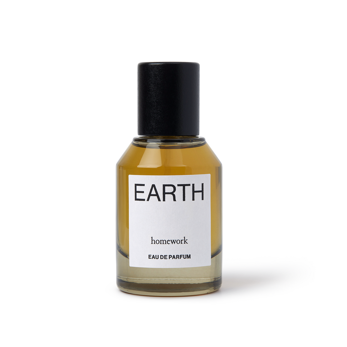 Bottle of 'Earth' perfume by Homework on a white background | Homework Store | Shop Fodder