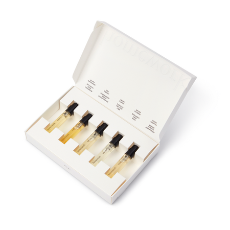 Set of perfume samples in a white box on a white background | Homework Store | Shop Fodder