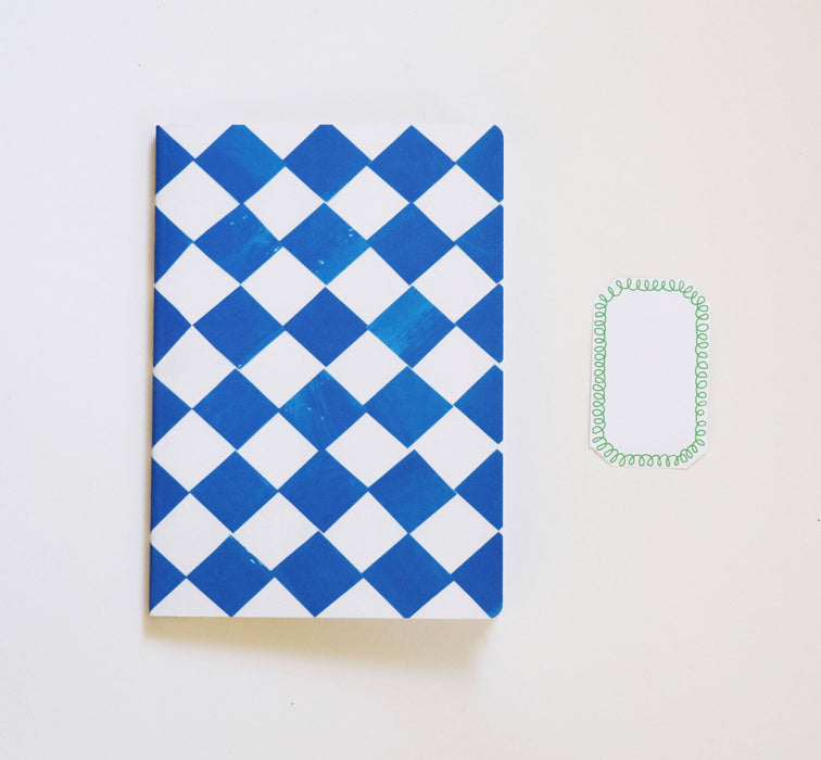 A5 Blue and White Chequered Sketch/Notebook