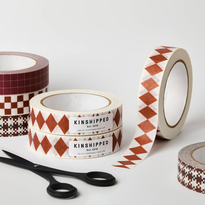PAPER TAPE - BURGUNDY/RUSSET DIAMOND