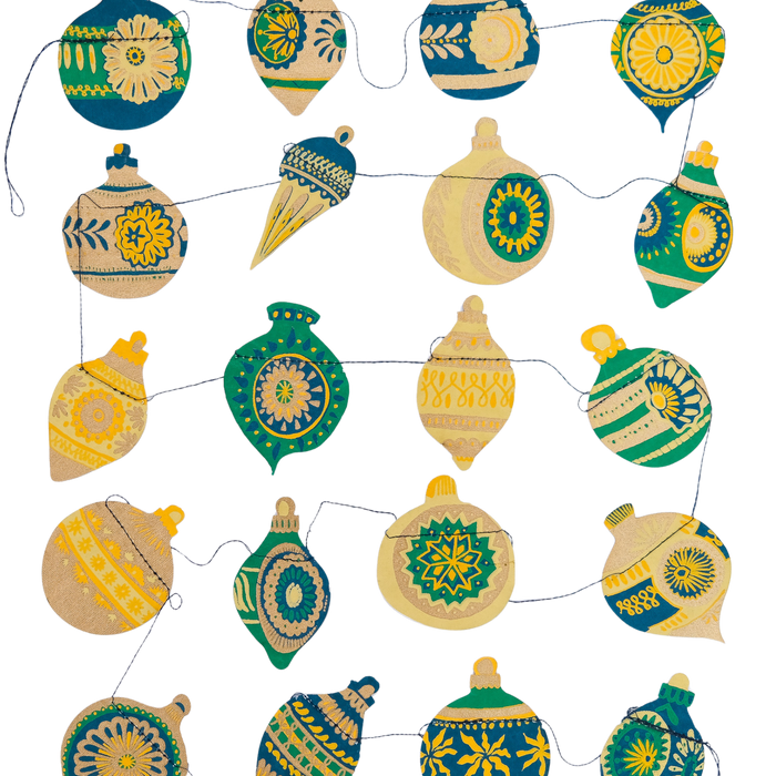 Decorative string with colorful ornaments on a white background | East End Press | Shop Fodder