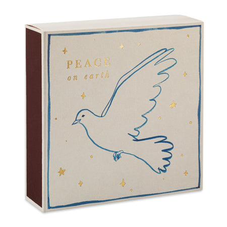 Decorative box with a dove illustration and 'Peace on Earth' text on a beige background. - Matches | Archivist Gallery | Shop Fodder
