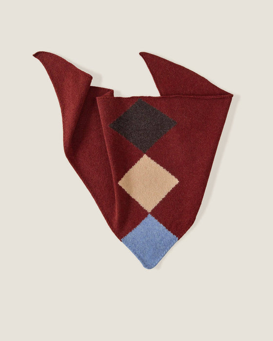 Harlequin neckerchief by Rove Knitwear - berry diamond intarsia merino - Fodder
