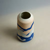 Ceramic vase with blue and white wave patterns on a neutral background. Dreamlands Vase | Anna Jones Ceramics | Shop Fodder