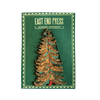 Wooden Christmas tree ornament with 'East End Press' branding on a green background  | East End Press | Shop Fodder