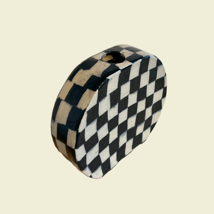 Black Checkerboard Nerikomi Vase | Fern Taylor | Shop Fodder