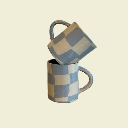 Blue Checkerboard Nerikomi Ceramic Mug | Fern Taylor | Shop Fodder