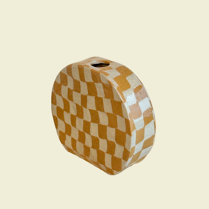 Orange Checkerboard Nerikomi Vase | Fern Taylor | Shop Fodder