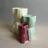 Three ceramic vases in different colors on a neutral background. Tessellating Pourer | Fettle Studio | Shop Fodder
