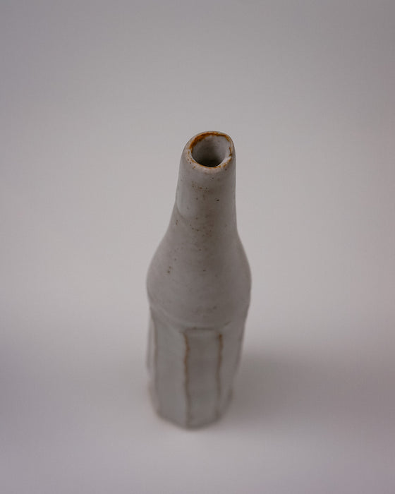 Faceted bottle vase by Cara Guthrie Ceramics - white glaze - handmade stoneware - Fodder