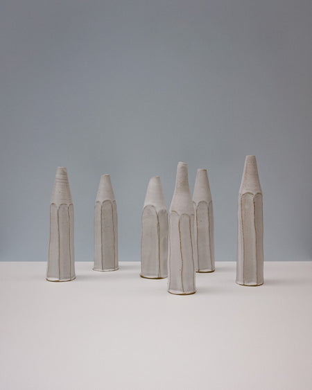 Faceted bottle vase by Cara Guthrie Ceramics - white glaze - handmade stoneware - Fodder