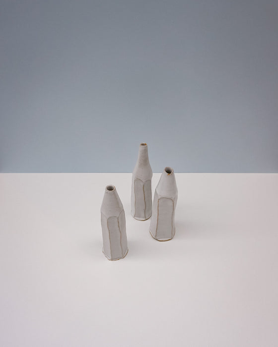 Faceted bottle vase by Cara Guthrie Ceramics - white glaze - handmade stoneware - Fodder