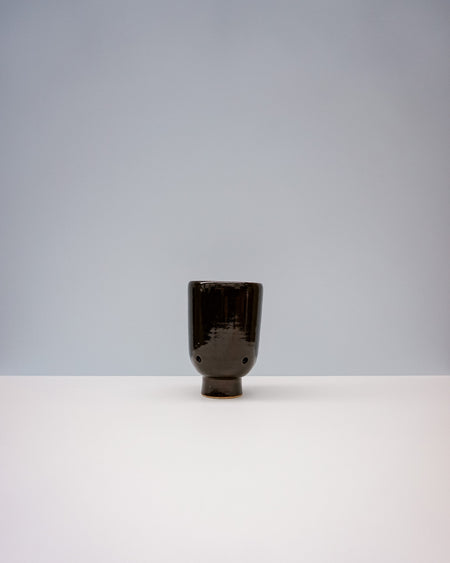 Ceramic Garlic pot by Cara Guthrie - tenmoku glaze - handmade stoneware - Fodder