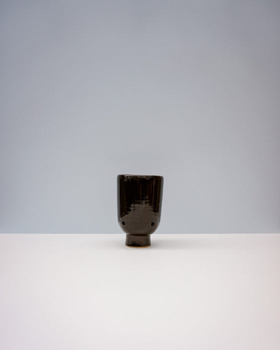 Ceramic Garlic pot by Cara Guthrie - tenmoku glaze - handmade stoneware - Fodder