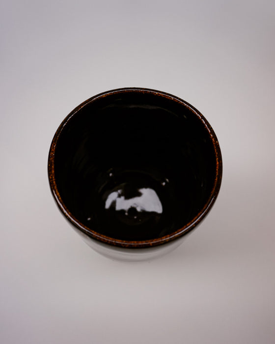 Ceramic Garlic pot by Cara Guthrie - tenmoku glaze - handmade stoneware - Fodder