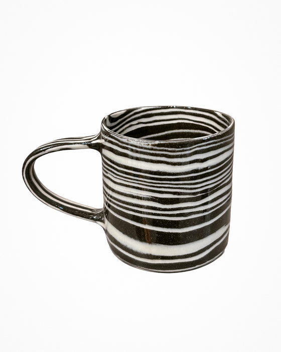 Wide Mug by Fern Taylor - handbuilt nerikomi ceramic mug - mixed patterns - Fodder