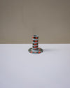 Handbuilt nerikomi checkerboard candle holder by Fern Taylor in layered coloured stoneware. Fodder.