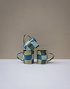 Handbuilt nerikomi check coffee mug by Fern Taylor in layered coloured stoneware. Fodder