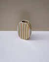 Handbuilt nerikomi oval vase by Fern Taylor in layered coloured stoneware with a crackle gloss glaze. Fodder