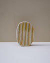Yellow and white Handbuilt nerikomi oval vase by Fern Taylor in layered coloured stoneware with a crackle gloss glaze. Fodder