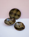Nicotine crosshatch dinner service by Lily Pearmain - green glaze slip decoration - stoneware - Fodder