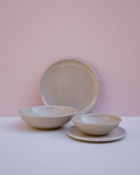 White dinner service by Lily Pearmain - hand-thrown stoneware - off-white gloss - Fodder