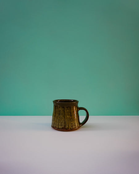 Red clay ceramic mug with brown lines | Lily Pearmain Ceramics | Shop Fodder