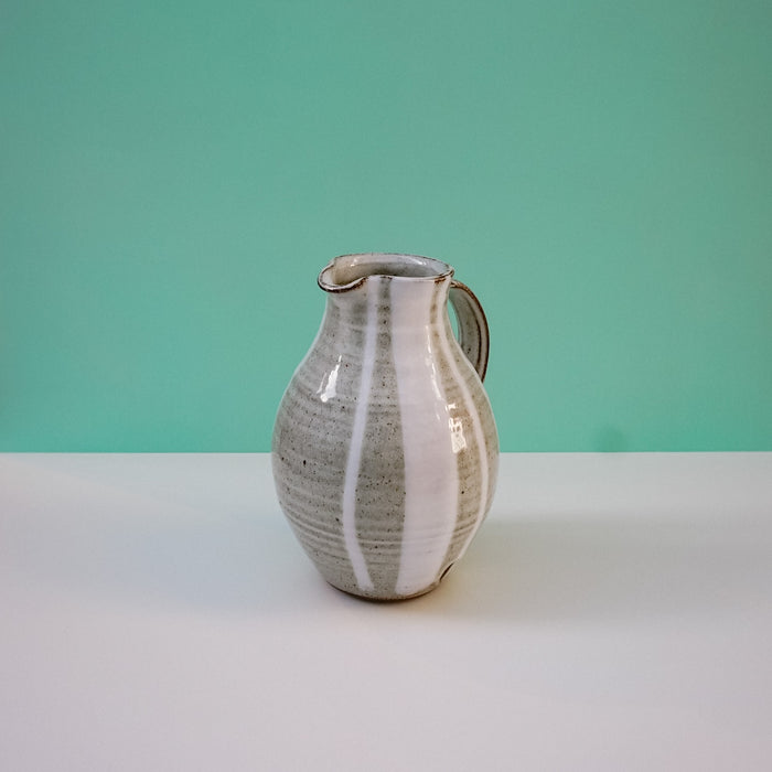 Water Wine Jug White Glaze with White Stripe | Lily Pearmain | Shop Fodder
