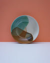Close up of patchwork glaze pattern - gloss and satin glazes