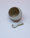 Ceramic bowl and spoon on a white background. Liz Vidal Ceramics | Shop Fodder