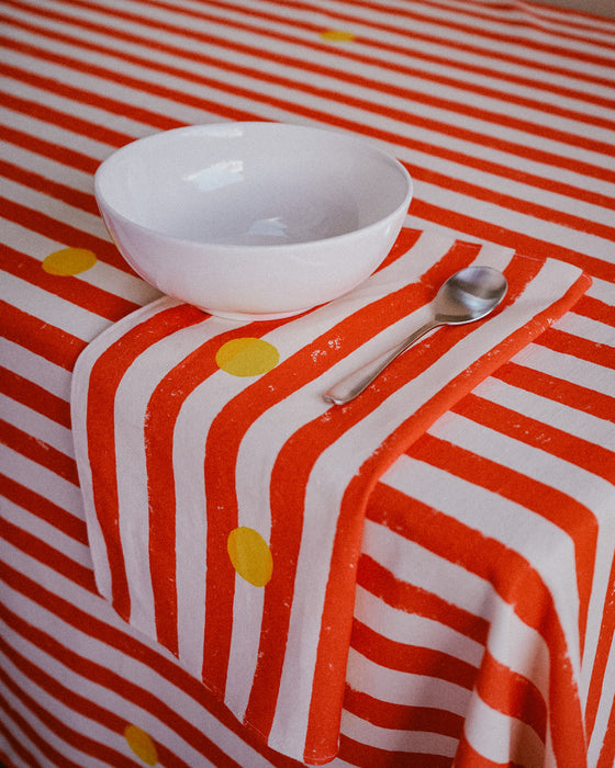 Close up of stripe and dot pattern - Nic Brittin - linen cotton