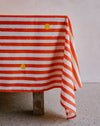 Cirque tablecloth by Nic Brittin - red stripe yellow dots - Fodder