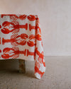 Lobster tablecloth by Nic Brittin - hand-drawn linen - Fodder