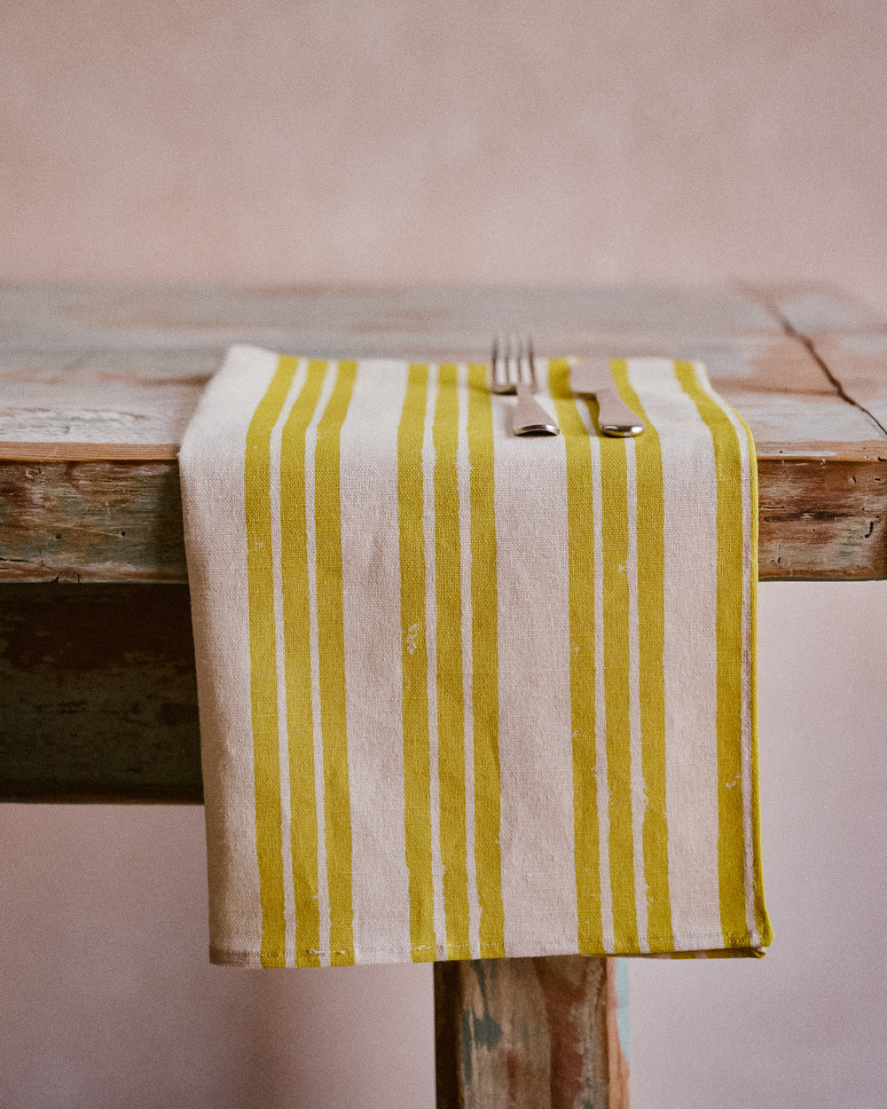 Lemon Yellow Stripe Napkins (Set of Four) | Nic Brittin