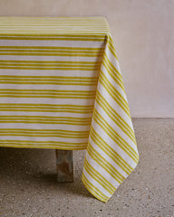 Lemon Yellow Stripe Tablecloth | Nic Brittin