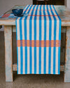 Lido table runner by Nic Brittin - blue stripe hand-printed linen - Fodder
