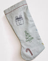 Nutcracker embroidered linen Christmas stocking by See & Quin - ballet motifs - Fodder