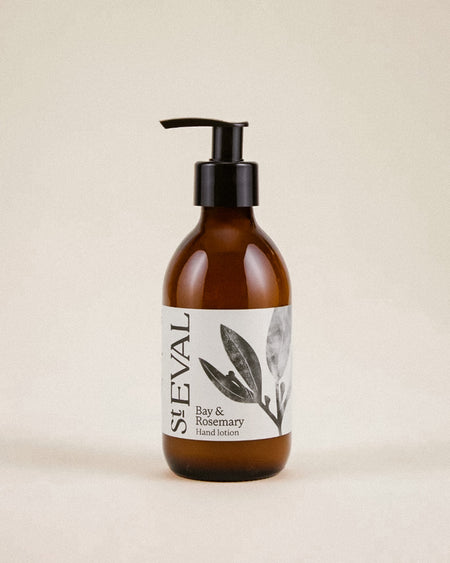 Bay & Rosemary hand lotion by St Eval - refillable glass bottle - Fodder
