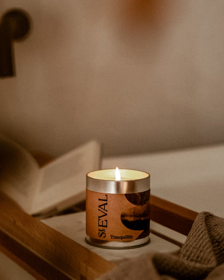 Tranquillity scented tin candle by St Eval - illustrated tin - Fodder