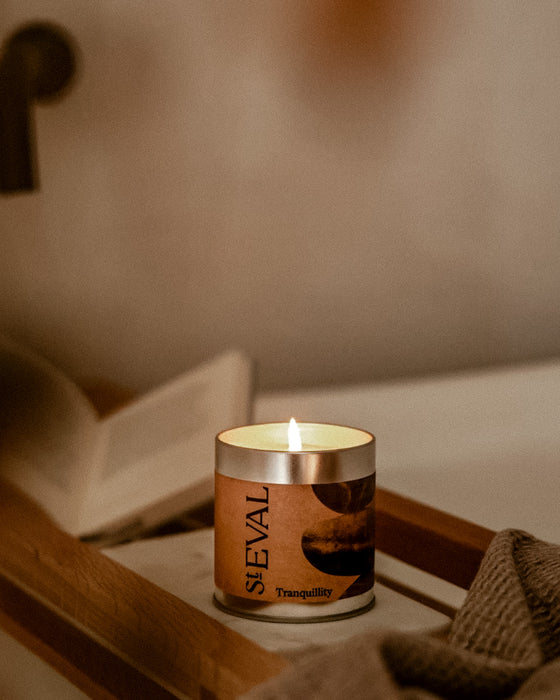 Tranquillity scented tin candle by St Eval - illustrated tin - Fodder