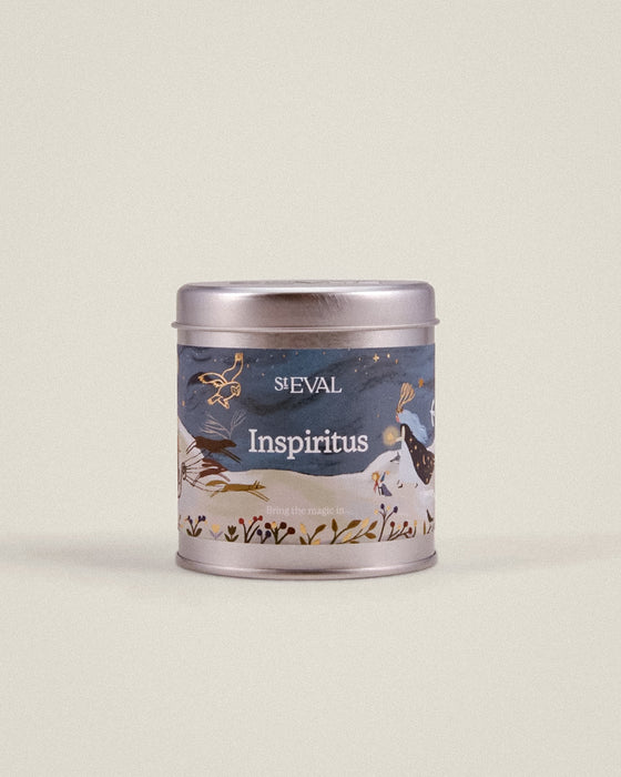 Inspiritus Christmas Scented Tin Candle by St Eval - rich deep spiced festive scent - illustrated tin - made in Cornwall - Fodder