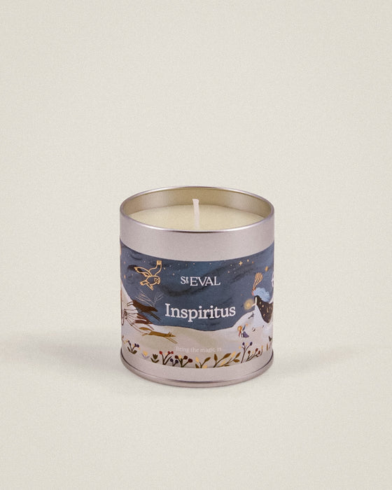 Inspiritus Christmas Scented Tin Candle by St Eval - rich deep spiced festive scent - illustrated tin - made in Cornwall - Fodder
