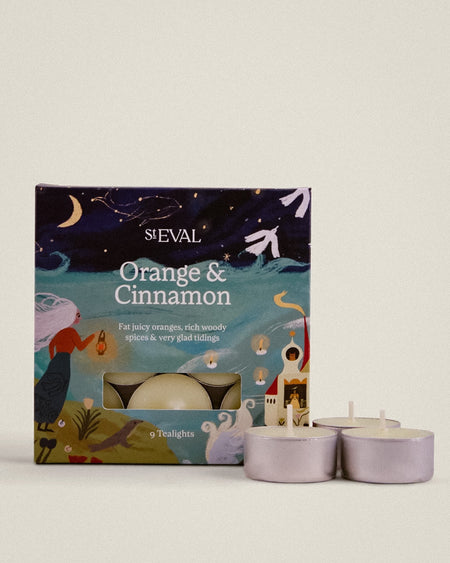 Orange & Cinnamon Christmas Scented Tealights by St Eval - warm spiced orange and cinnamon - made in Cornwall - Fodder