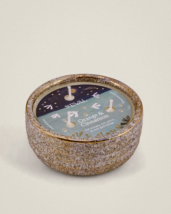 Orange & Cinnamon Alchemy Pot by St Eval - warm spiced candle in a decorative gold winter-stone pot - made in Cornwall - Fodder