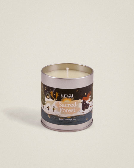 Sacred Forest Christmas Scented Tin Candle by St Eval - fresh woody pine and winter forest scent - festive tin - made in Cornwall - Fodder