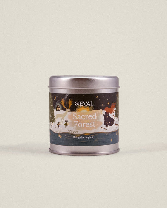 Sacred Forest Christmas Scented Tin Candle by St Eval - fresh woody pine and winter forest scent - festive tin - made in Cornwall - Fodder