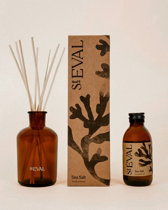 Sea Salt Reed Diffuser by St Eval - fresh mineral sea-breeze scent - flame-free - made in Cornwall - Fodder